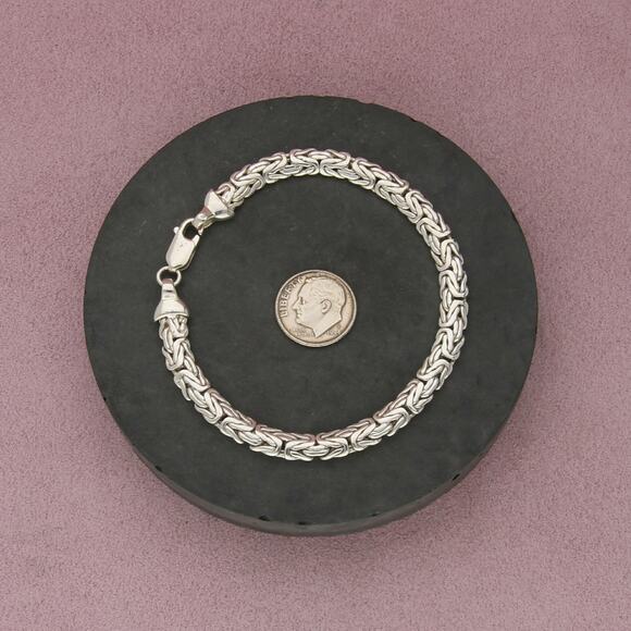 sterling silver 6mm byzantine chain bracelet size 7.5in - Picture 2 of 3